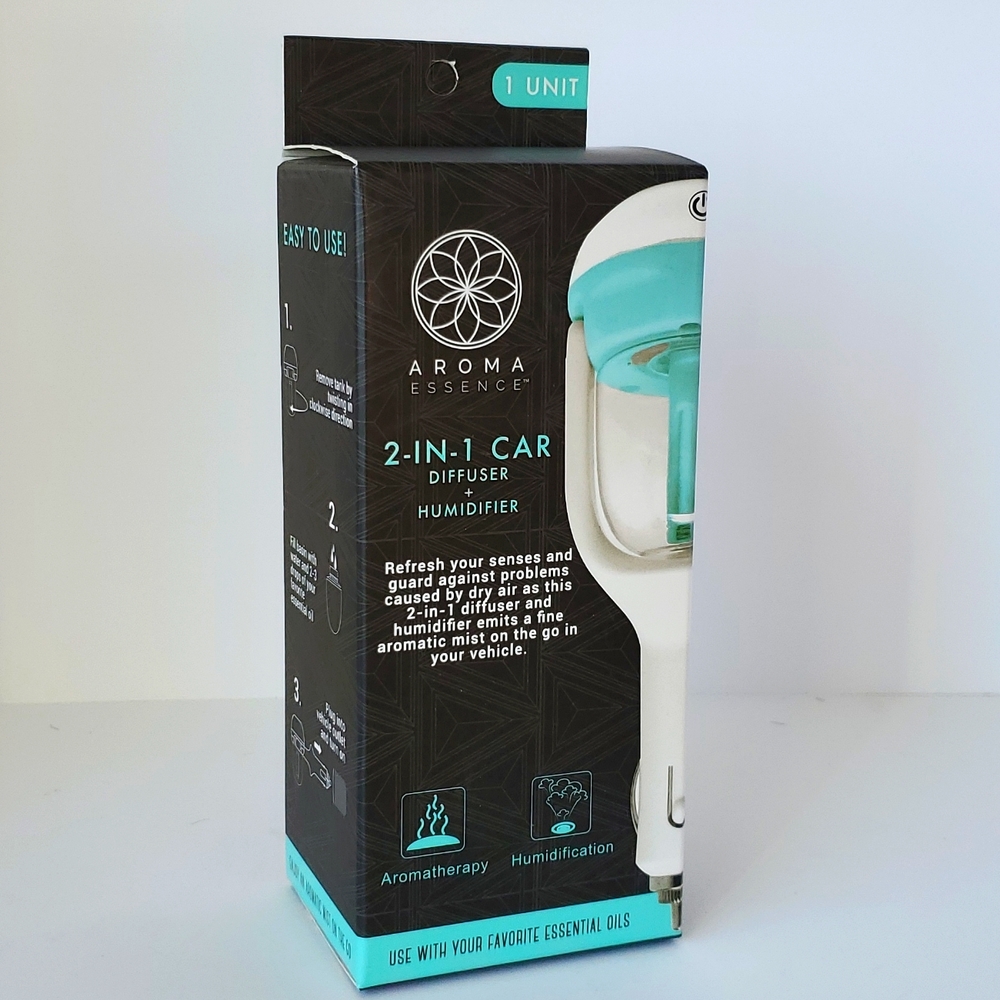 New Aroma Essence 2 in 1 Car Essential Oil Diffuser NIB